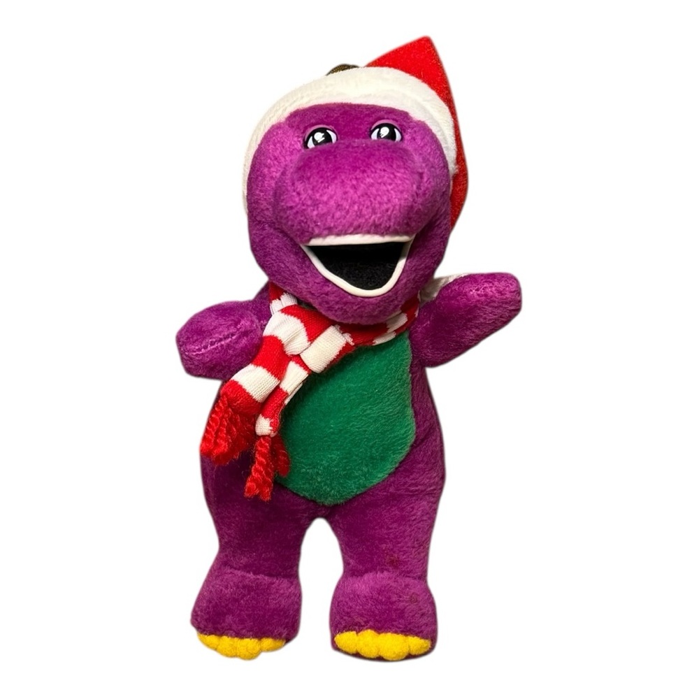 Vintage Lyons 2001 Mini Barney Plush Christmas Ornament 6”